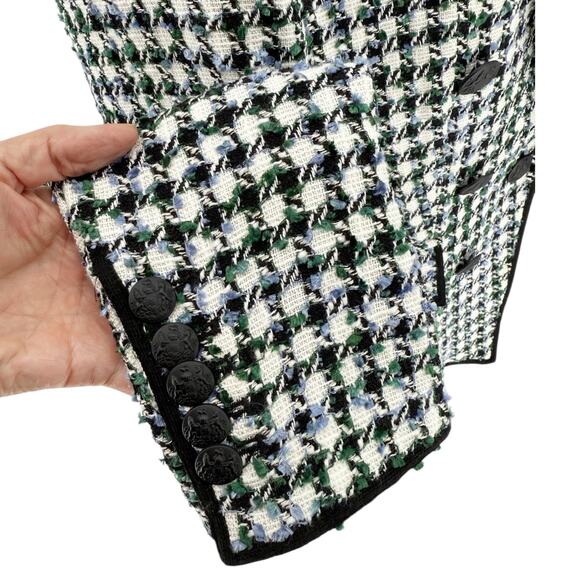 Veronica Beard Diego Dickey Jacket Black White Check Plaid Tweed Blazer Size 8 - Picture 11 of 15